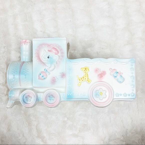 Vintage Relpo Train planter pastel baby nursery elephant - Picture 2 of 16